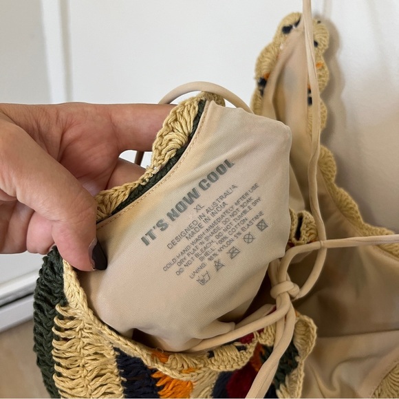 It’s Now Cool The Crochet One Piece Bathing Suit Stripe Size Extra Large NWT - Picture 5 of 6